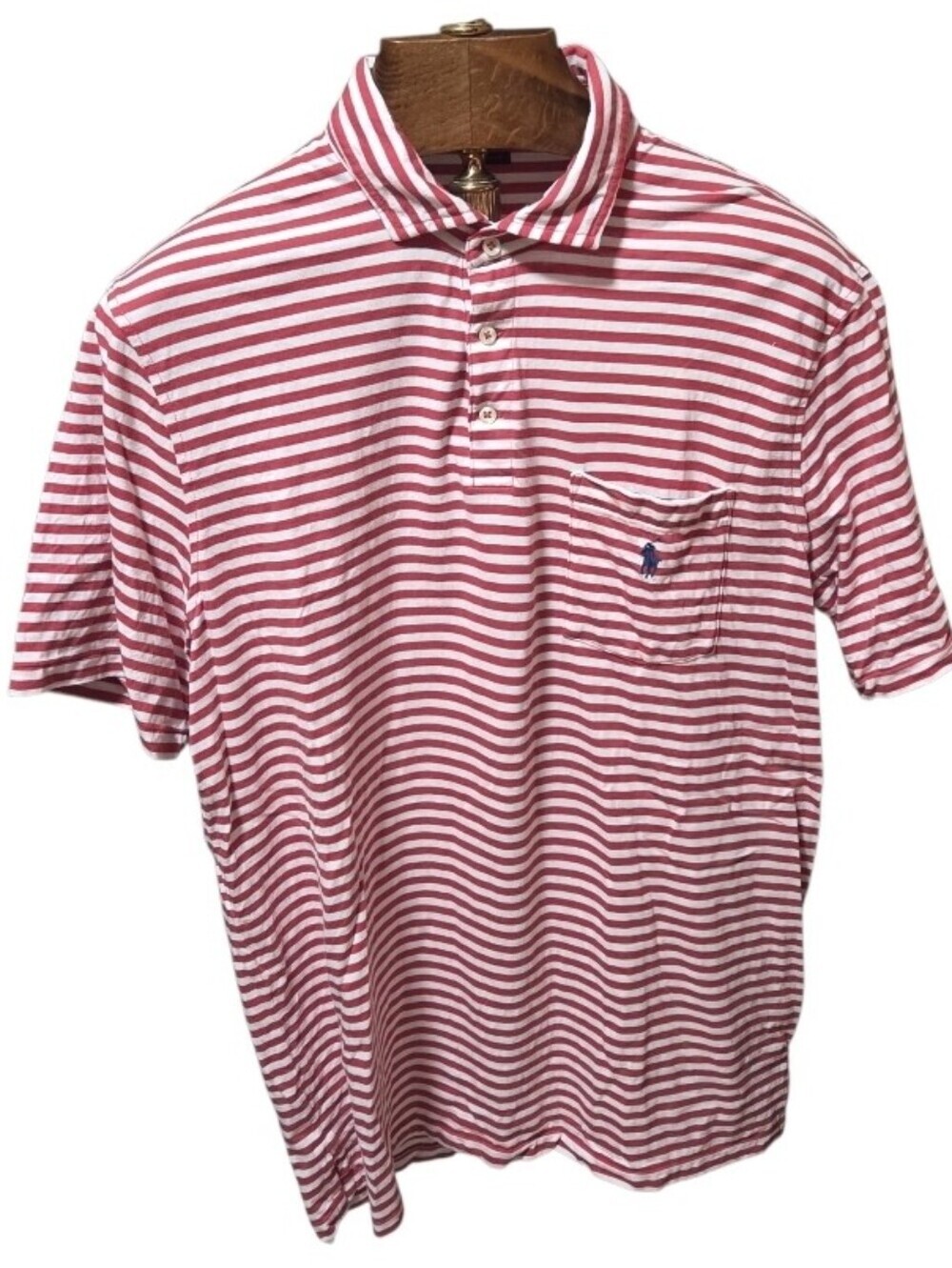 Polo Ralph Lauren Classic Fit Red & White Striped Polo Shirt Size Medium